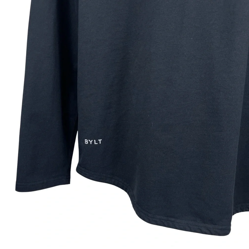 BYLT Premium‎ Basics Men Large Black Drop Cut Lux Long Sleeve Round Neck Shirt